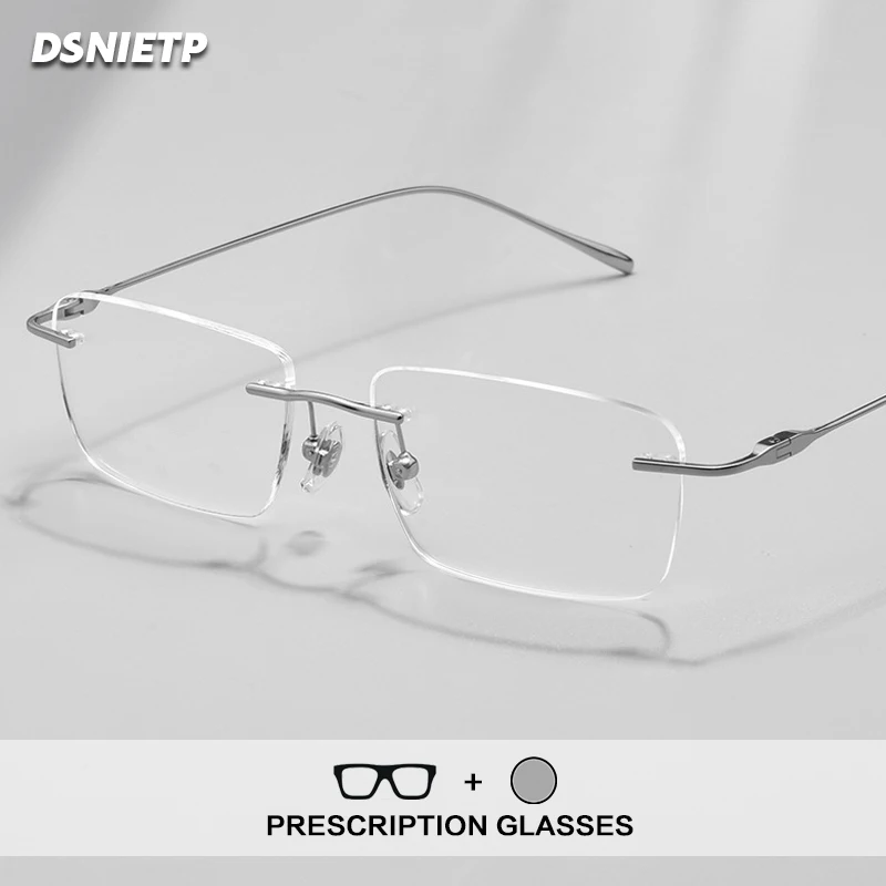 Dsnietp Rahmenlose Lesebrille Männer Anti Blau Licht Rezept Randlose Brille Frauen Photochrome Progressive Brillen Image