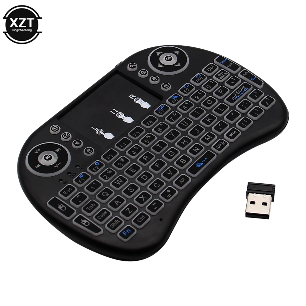 Hinter leuchtete Englisch Russisch Französisch Spanisch Portugiesisch 2,4g Air Mouse Remote Touchpad für Android TV-Box PC i8 Mini Wireless-Tastatur Image