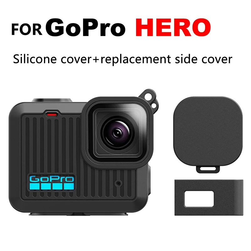 Robuste und schützende Silikon-Kameratasche mit Objektivdeckel und Riemen für GoPro Hero 2024 mit Glasbildschirm-Overlay Image