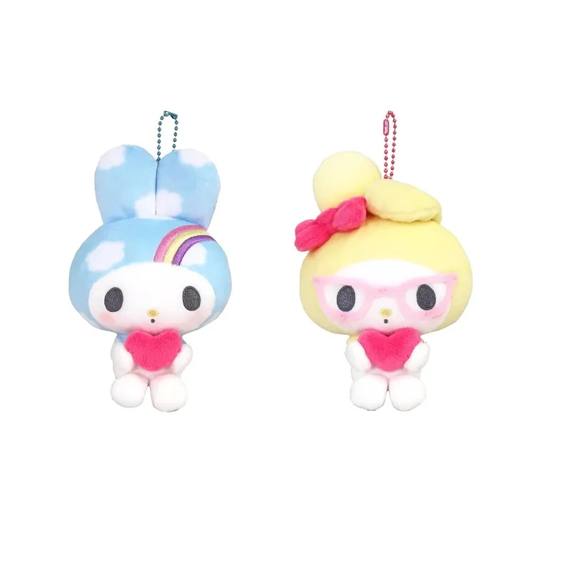 Sanrios 50. Jahrestagsserie Hello Kitty My Melody Plüsch-Schlüsselanhänger, süßer Melody-Herz-Taschenanhänger, Zubehör als Geschenk