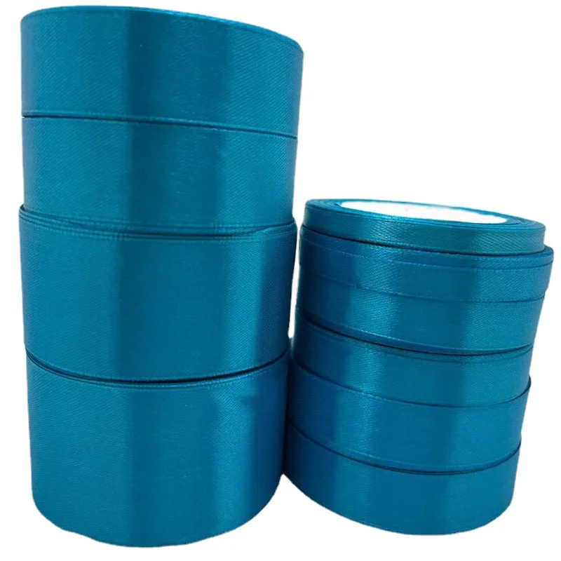 Breites 6 mm ~ 50 mm 22 Meter/Rolle Pfauenblaues Satinband Nähen Weihnachten Hochzeit Party Dekoration Geschenkpapier Handgefertigtes Material Image