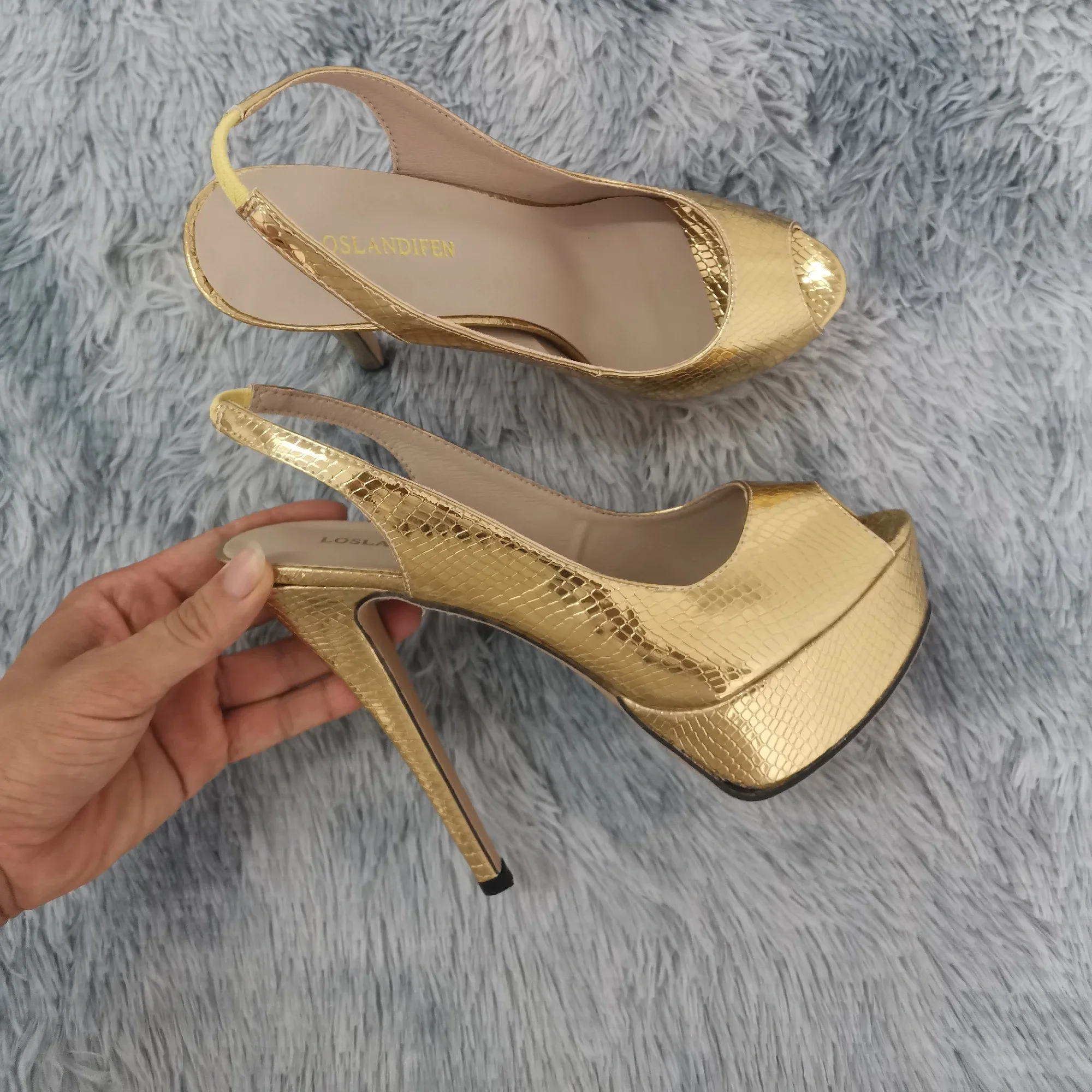 Frauen Pumpt Neue 14CM Plattform High Heels Sexy Gold Silber Krokodil Muster Offene spitze Sandalen Gladiator Party Kleid Frau schuhe