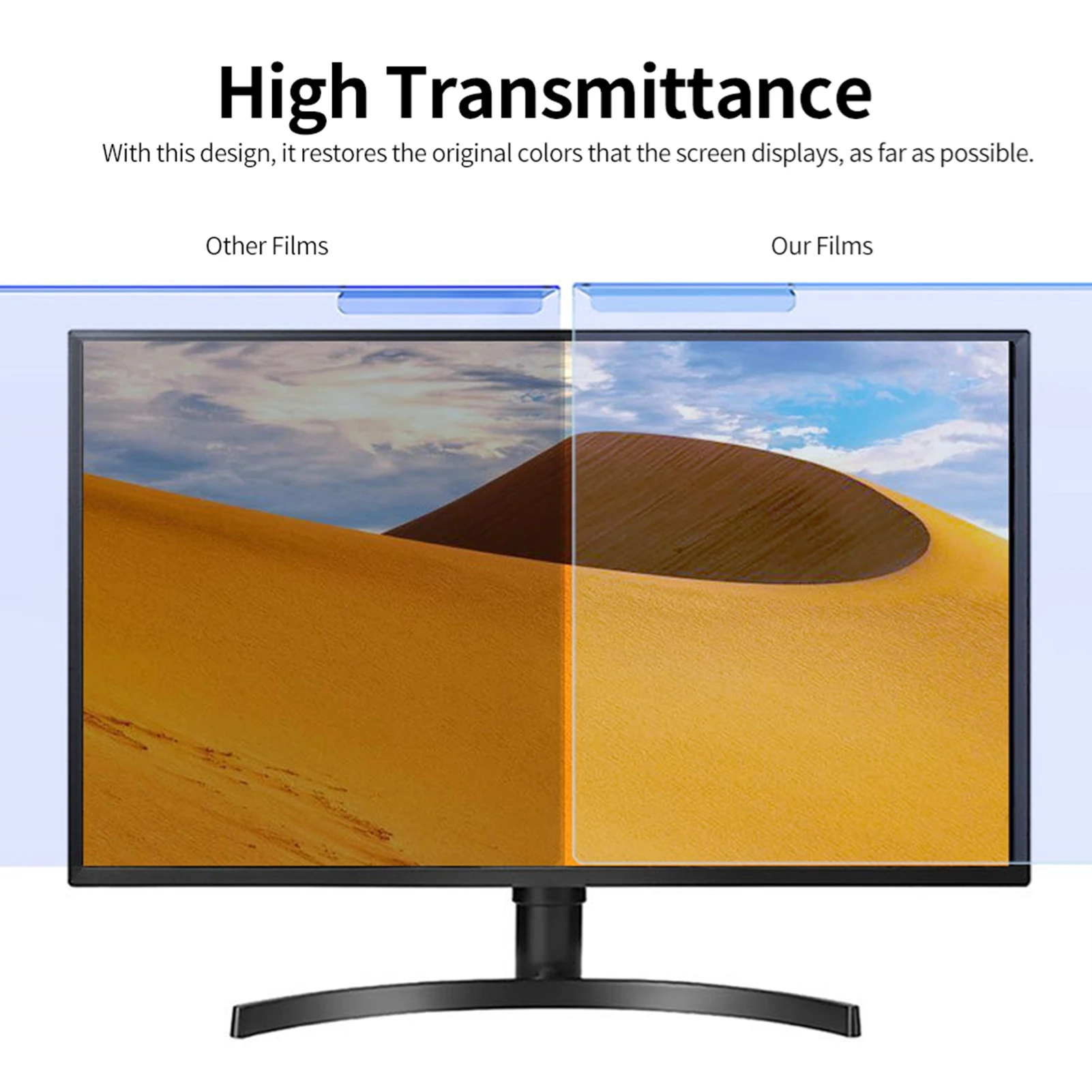 Hängender, blaues Licht blockierender Displayschutz, hochdurchlässige Anti-UV-Augenschutzfolie für 26–27 Zoll Desktop-Monitore Image