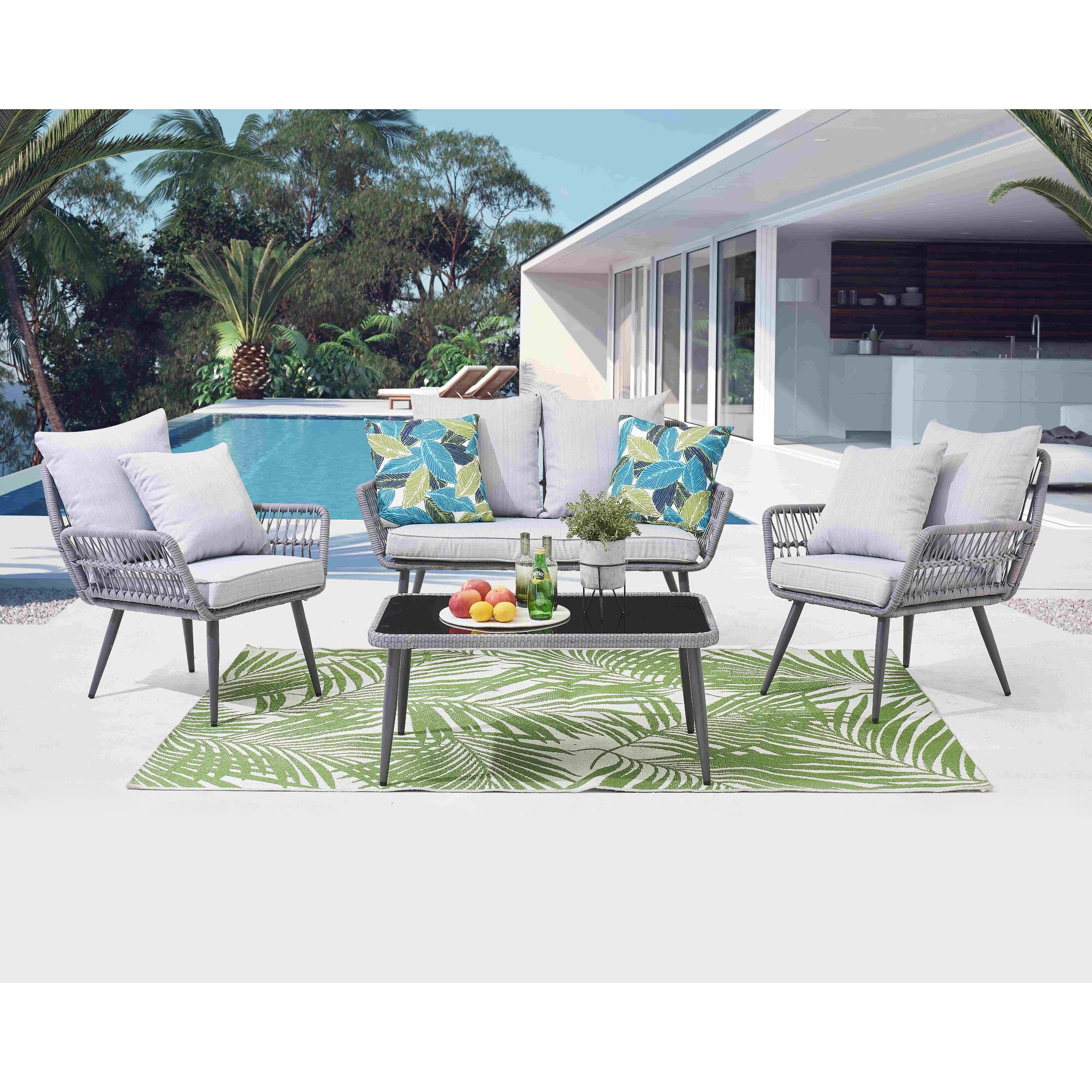 Möbilia »Malibu« Sitzgruppe 4-teilig inklusive Kissen