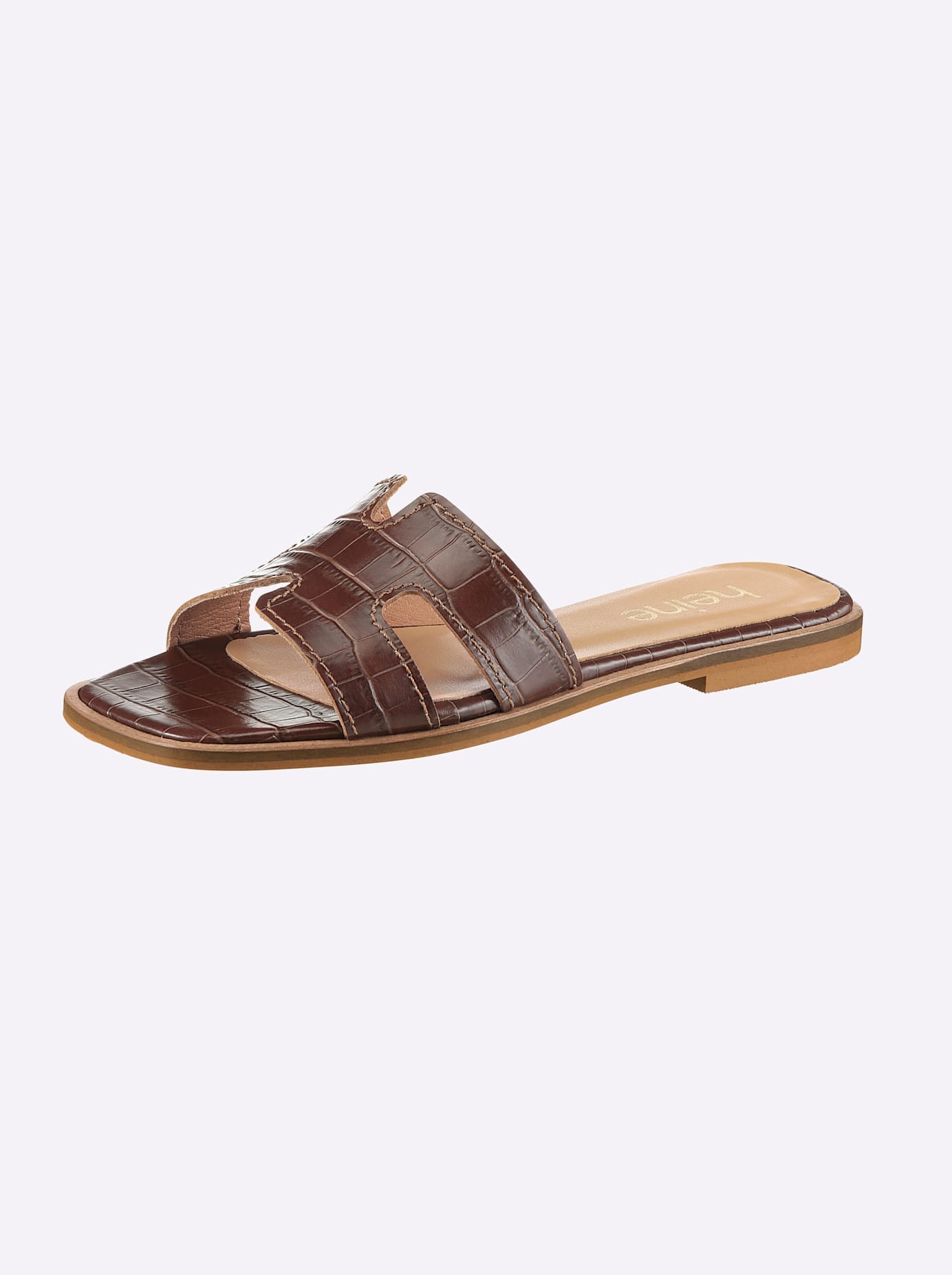 Pantolette HEINE, Damen, Gr. 36, braun, Glattleder, Leder, Rindsleder, Schuhe Pantolette