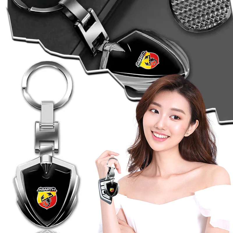 3D Metall Auto Styling Schlüsselbund Schlüssel Kette Schlüssel Ringe Anhänger Für Abbas Freemont Strada 500x Grande Punto Ducato Stilo Palio Image