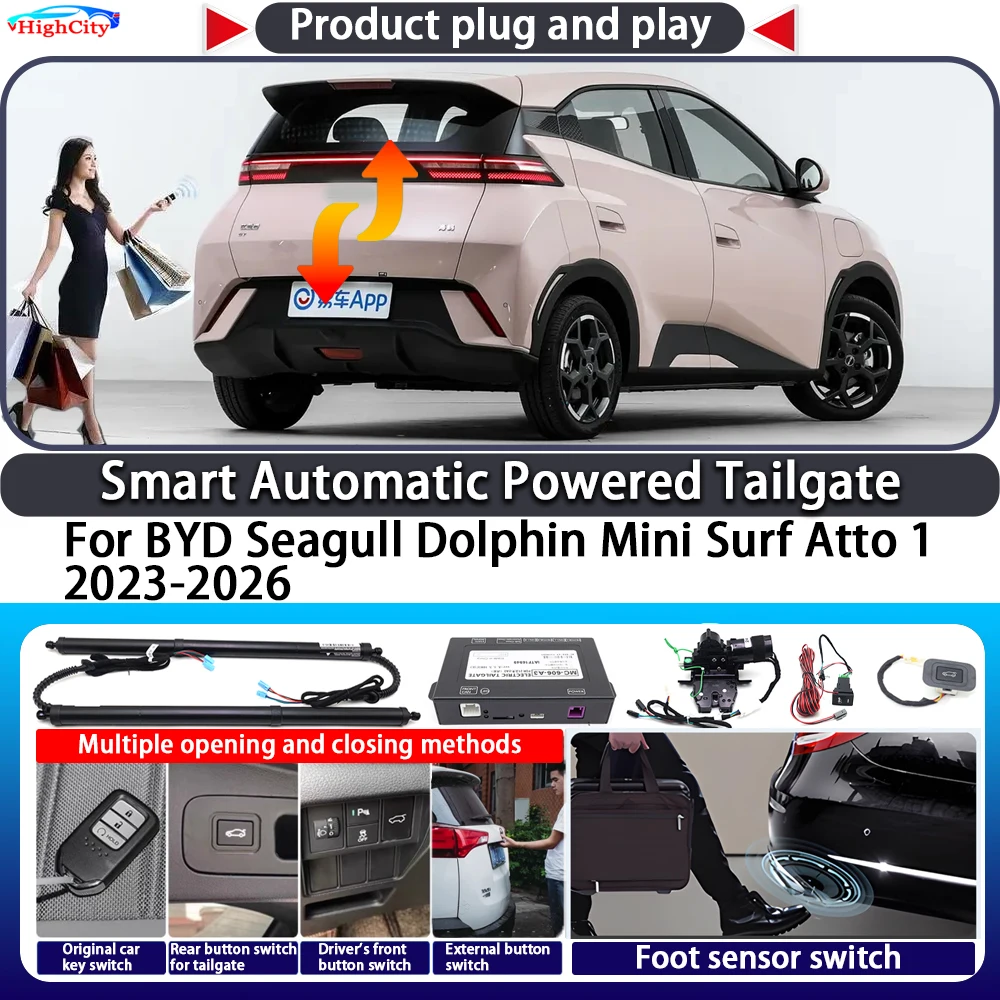 Für BYD Seagull Dolphin Mini Surf Atto 1 2023–2026, intelligente, automatisch angetriebene Heckklappe, Schlüsselsteuerung, Kofferraumlift-Set, elektrische Heckklappe Image