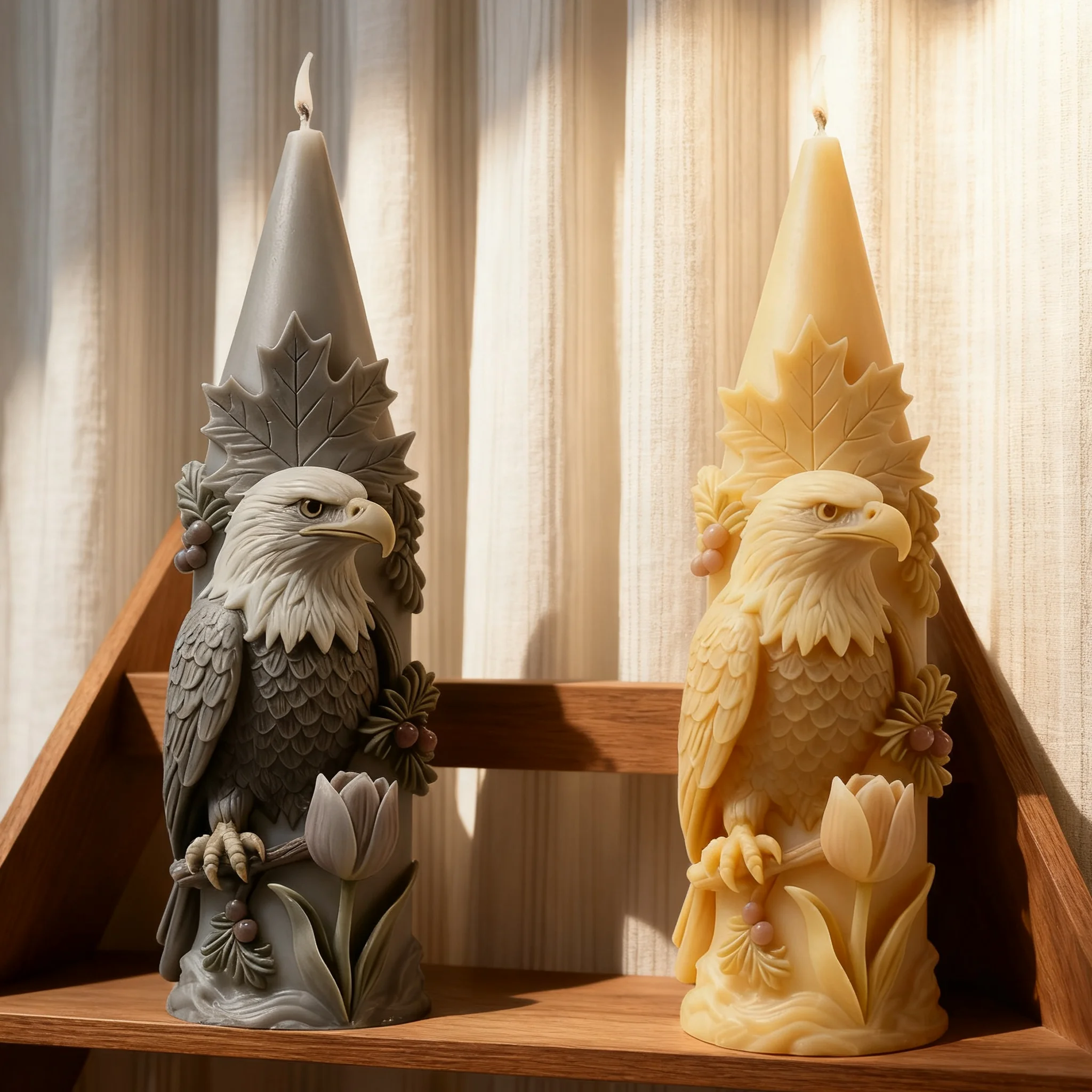 Hergestellt aus Silikonformen aus Adler und Ahornblättern, zum Erstellen einer wilden Duftkerze mit Waldmotiv; perfekt für eine rustikale Studie o