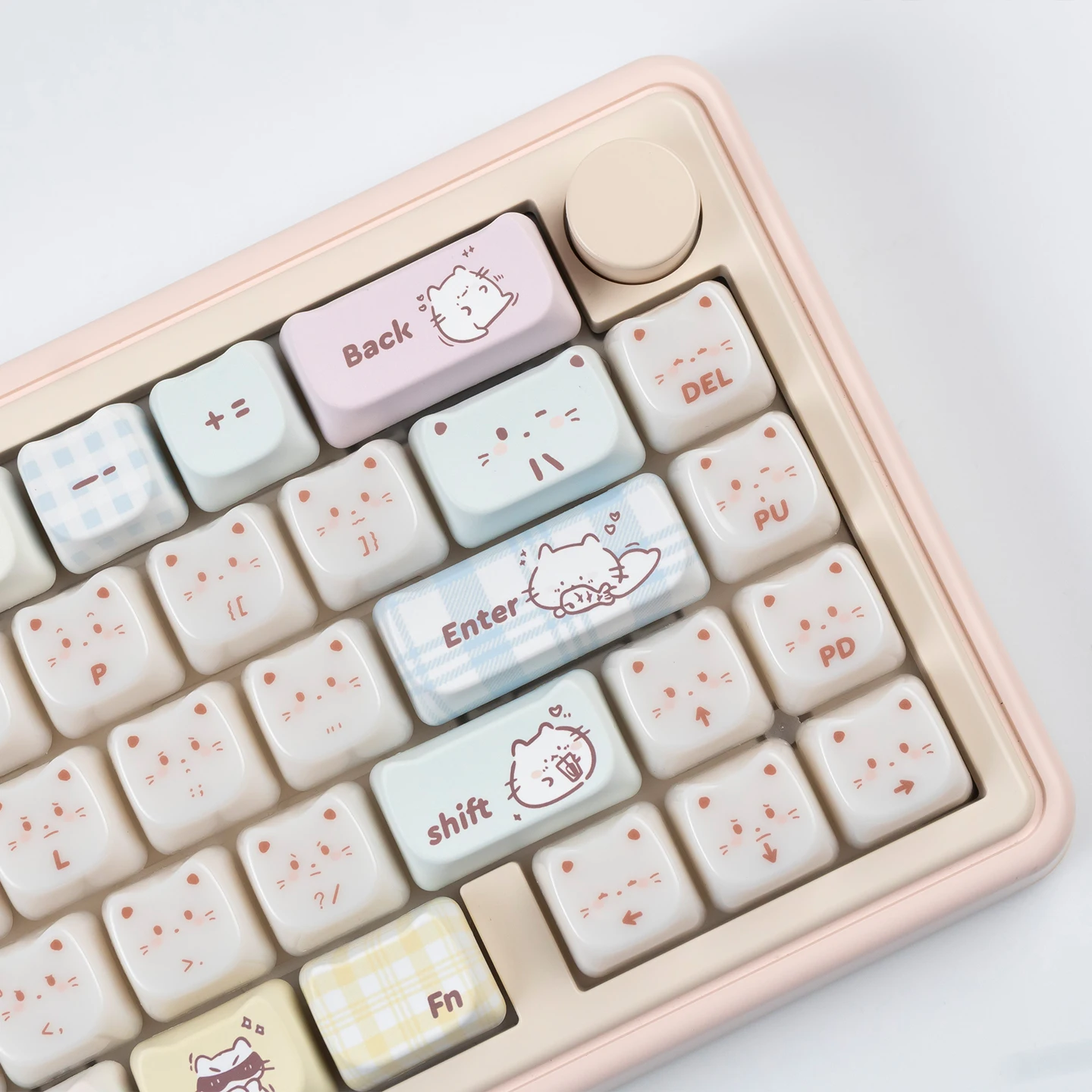 134-Tasten-Tastenkappen mit niedlichem Kätzchen, Dye-Sub-MAO-Profil, PC + PBT-Tastenkappen, durchscheinende Tastenkappen für mechanisches MX-Tastaturzubehör Image
