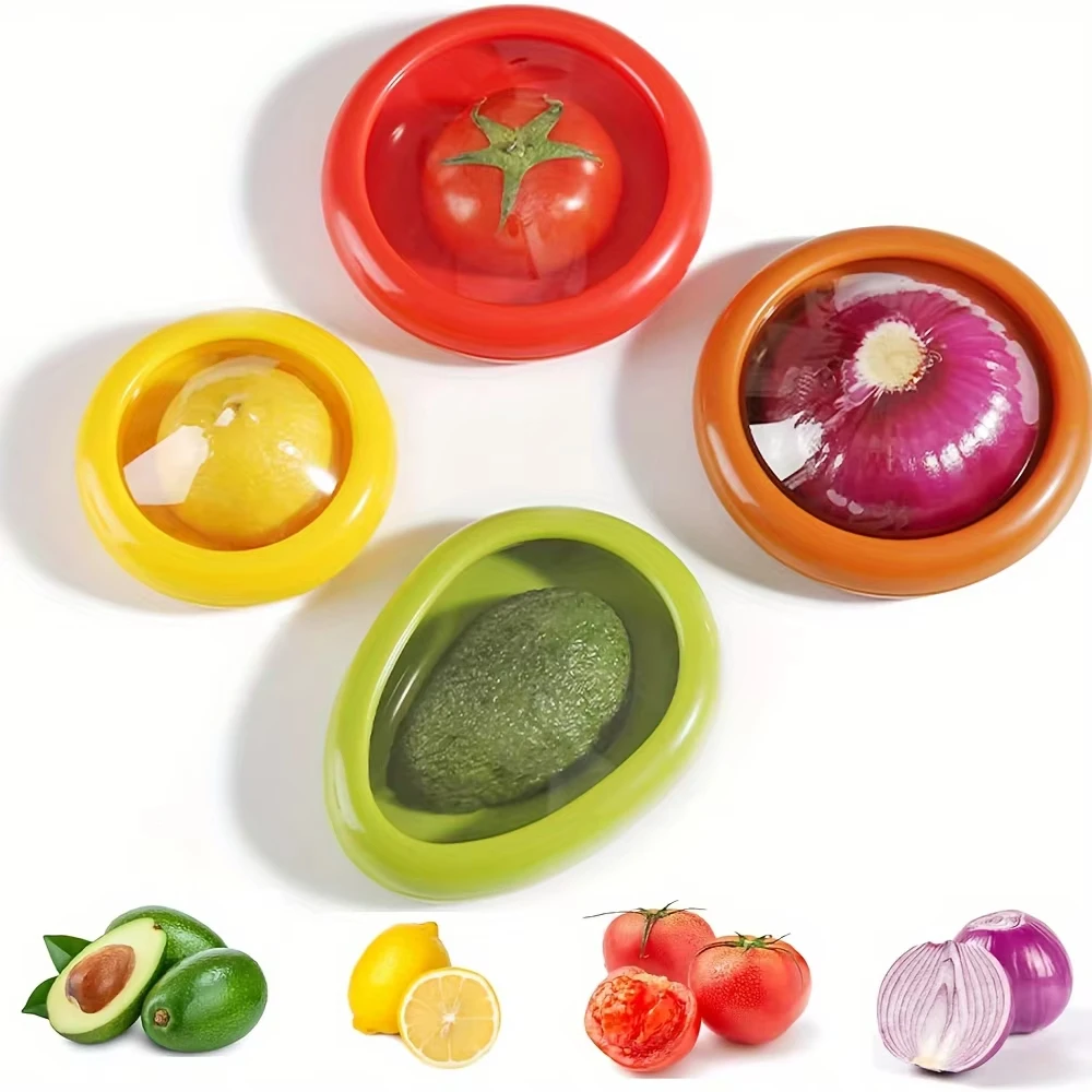 1PC/4Pcs Set Obst Erhaltung Lagerung Box Silikon Film Lebensmittel Box Versiegelt Mini Kühlschrank für Lagerung Gemüse zitrone Frische Image