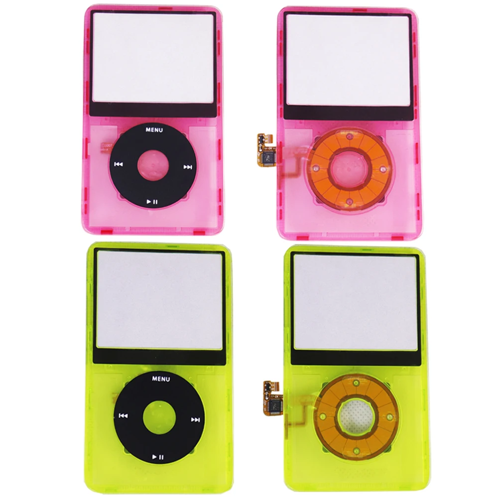 Für iPod Classic Video 5. 5,5 A1136 Transparent rosa klar fluoreszierend grün Frontgehäuse Frontplatte ClickWheel Mittelschlüssel Image