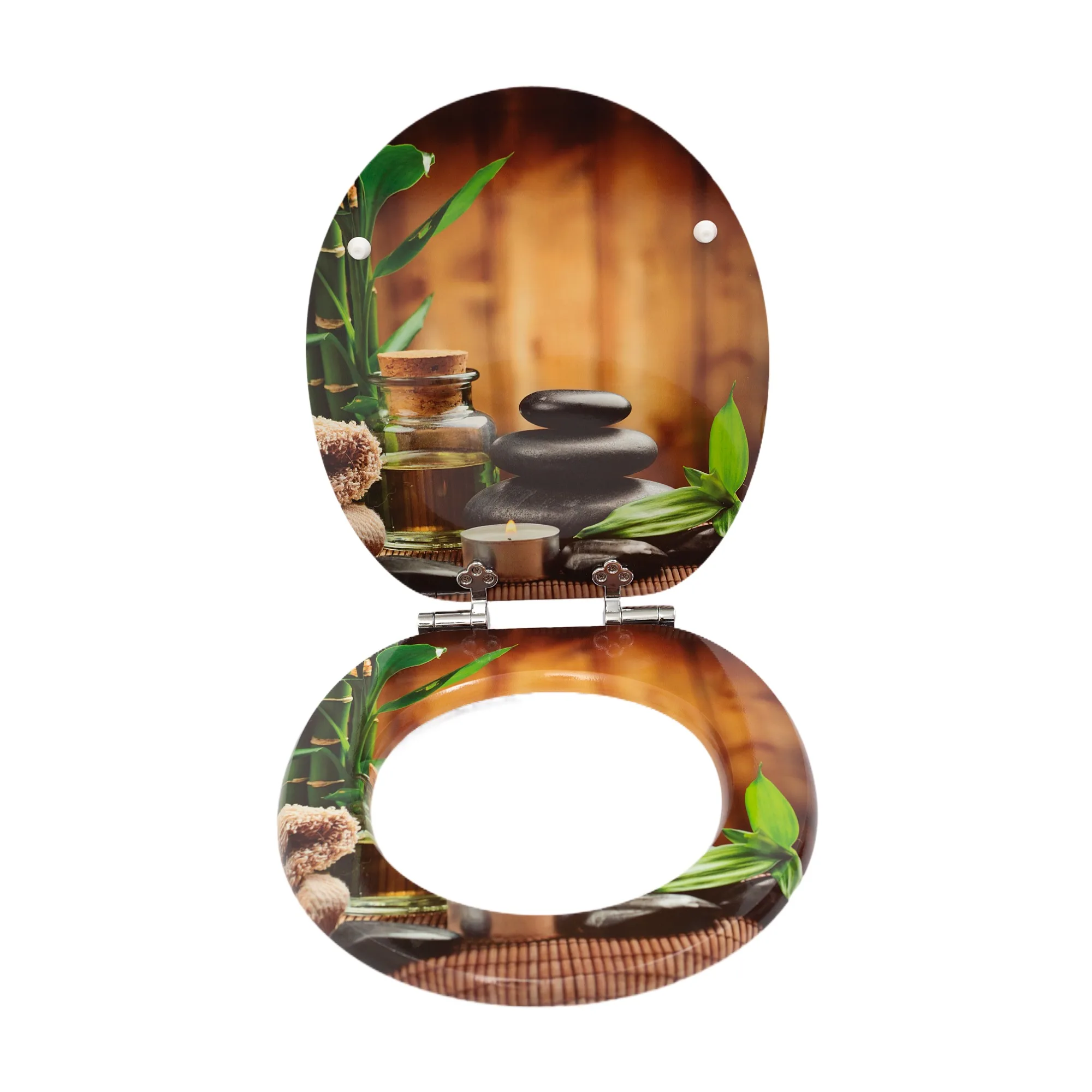 SAINOS Universelle Toilettendeckel mit Absenkautomatik WC Sitz Holz Klodeckel Toilettensitz Klobrille Tragfähigkeit bis 190 kg