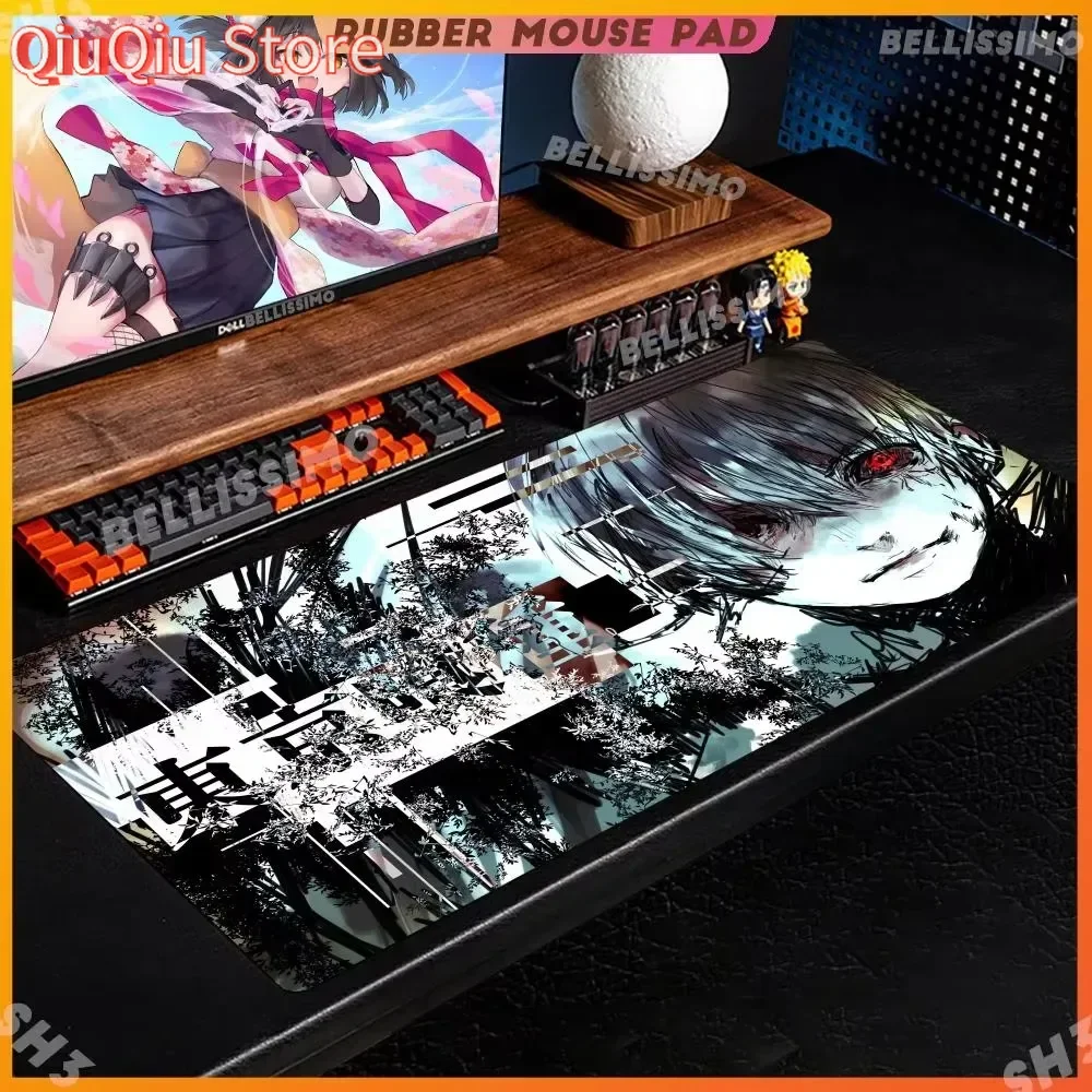 T_tokyo G_ghoul Mauspad 1200 x 600, Gummi-Mauspad, Mauständer, 4 mm, Teclado Gamer-Matte, super große Schreibtischunterlage mit Randverschluss Image