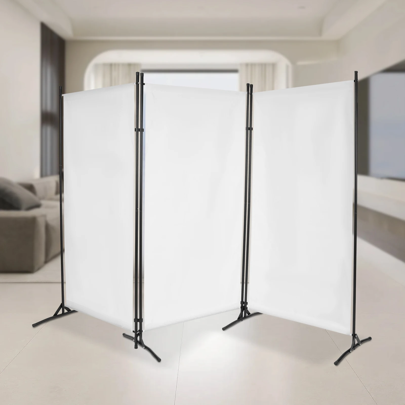 Weißer zusammenklappbarer Raumteiler, 2,6 x 1,8 m Sichtschutzbildschirm, Büro-/Raumteiler, tragbares Trennwand für Krankenhäuser, Studios