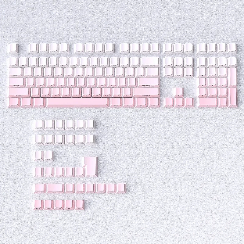 Neue 133+ Tasten Double Shot Shine Through Tastenkappen Pfirsichrosa Seitendruck PBT Tastenkappen Kirschprofil für MX Switches Gaming-Tastatur Image