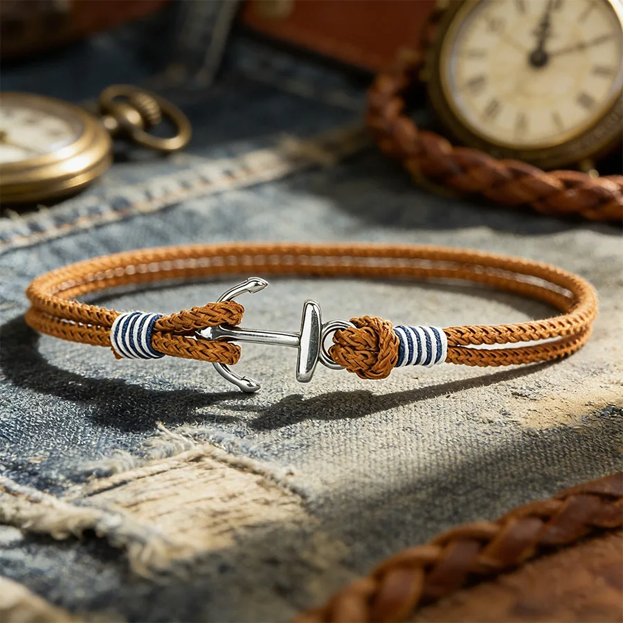 Männer Anker Seil Armband Nautische Handgemachte Geflochtene Dünne Schnur Armband Homme Outdoor Casual Segeln Schmuck Geschenk für Ihn Image