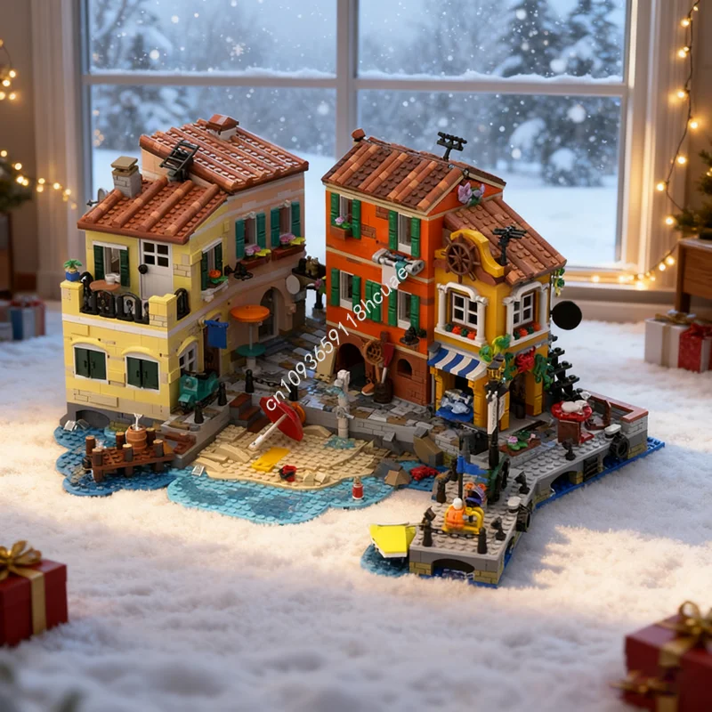 4468 Stück MOC Italian Harbor Island City Harbored Modell Bausteine Architektur Kreatives Spielzeug Idee Ziegel Weihnachtsgeschenke Kinder Image