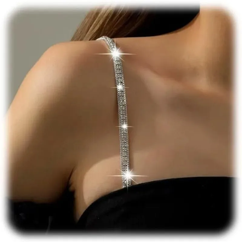 2,2 cm Unterwäsche-Träger, Schultergurte, schulterfrei, trendige Kristall-Metall-BH-Träger, Schulter, unsichtbarer Gürtel, rutschfest Image