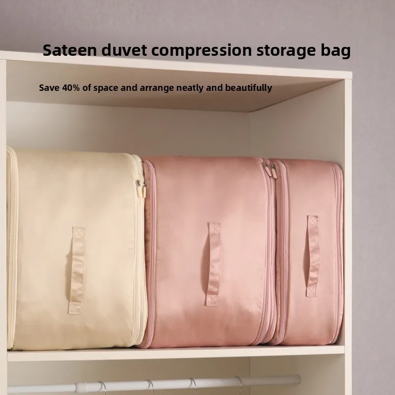 Kompressionsbeutel zur Aufbewahrung von Quilt-Daunenjacken, spezielle Aufbewahrungstasche für Steppdecken aus Seidenbaumwolle Image