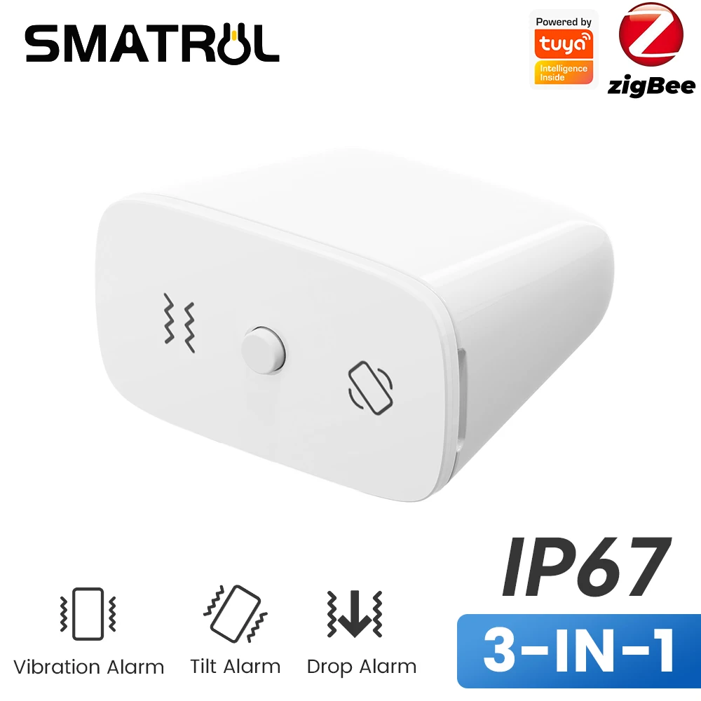 Zigbee Tuya Smart Home Vibrationsalarm Neigungssensor Glasbruchsensor Drop Detector Fensteralarme IP67 Wasserdicht und staubdicht Image