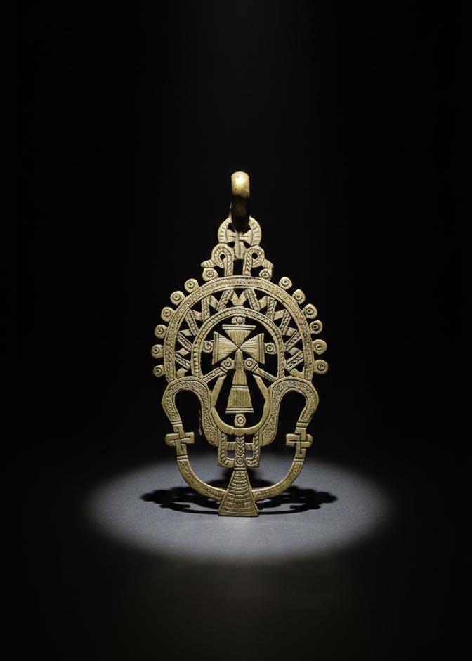 Ciondoli a croce copta etiope: gioielli tribali africani, ciondolo in ottone fatto a mano, croce ortodossa unica