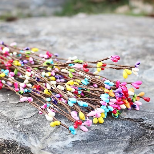 100 künstliche Osterbeerenstiele – farbenfrohe Kunststoffblumendekoration für DIY-Kränze und Frühlingsdeko für Zuhause Eventdekorationen, perfekt für Ostern, Valentinstag, St. Patrick's Day und Image