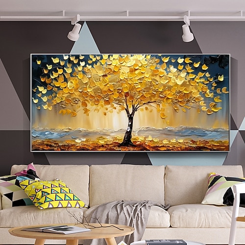 Handgefertigt Ölgemälde Handgemalte Horizontal Abstrakt Landschaft Floral / Botanisch Modern Ohne Innenrahmen (ohne Rahmen) Image