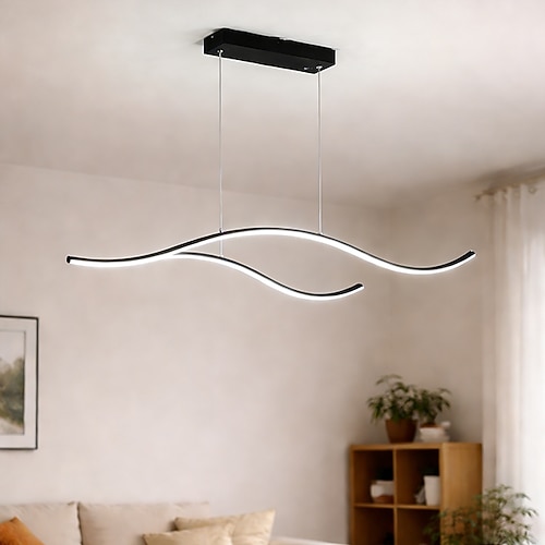 100/120 cm LED Pendelleuchte Welle Design Linie Design Schwarz Gold Metall künstlerischer Stil moderner Stil Büro, Geschäfte stilvolle lackierte Oberflächen künstlerische LED 110-120V 220-240V Image