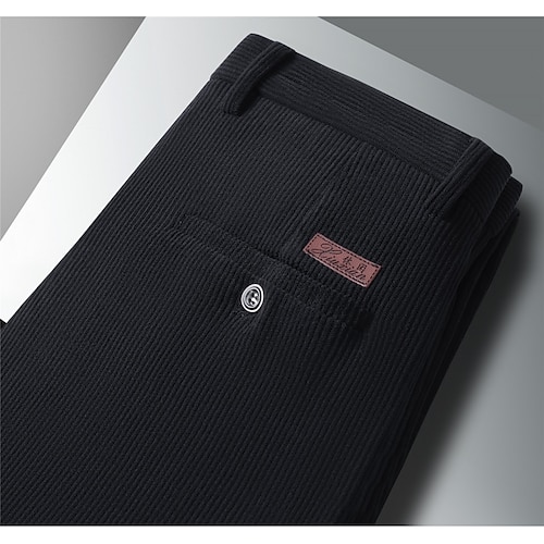 Herren Hose Cordhose Freizeithose Anzughose Mit Fleecefutter Einfarbig Außenbereich Volle Länge Täglich Formell Basic Klassisch Blau Cachi scuro Hohe Taille Mikroelastisch Image
