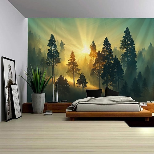 Großflächiger Wandteppich mit naturgetreuem Pflanzenmotiv als Fotohintergrund, Decke oder Vorhang für Schlafzimmer und Wohnzimmer. Image