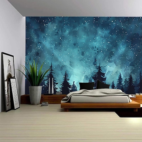 Großflächiger Wandteppich mit naturgetreuer Pflanzenlandschaft als Fotohintergrund, Decke oder Vorhang für die Dekoration von Schlafzimmer oder Wohnzimmer. Image