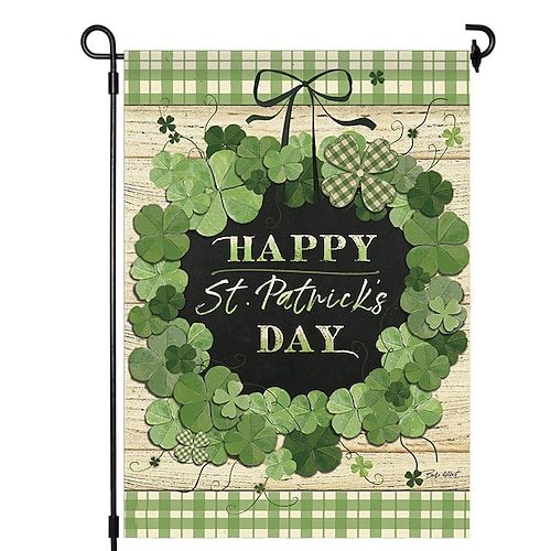 Gartenflagge zum St. Patrick's Day mit irischem Kleeblatt – Dekoration für Garten, Terrasse und Rasen zum Feiern! Image