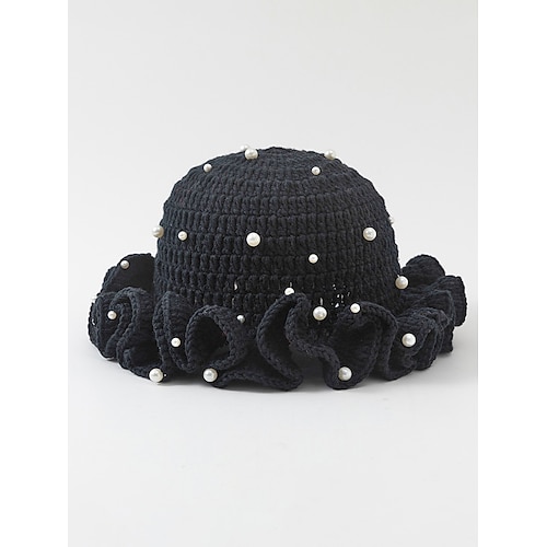 Strickmütze für Damen mit Kleeblattmuster und Perlenverzierung, in verschiedenen Farben erhältlich, perfekt für den St. Patrick's Day, Karneval und den Alltag. Image