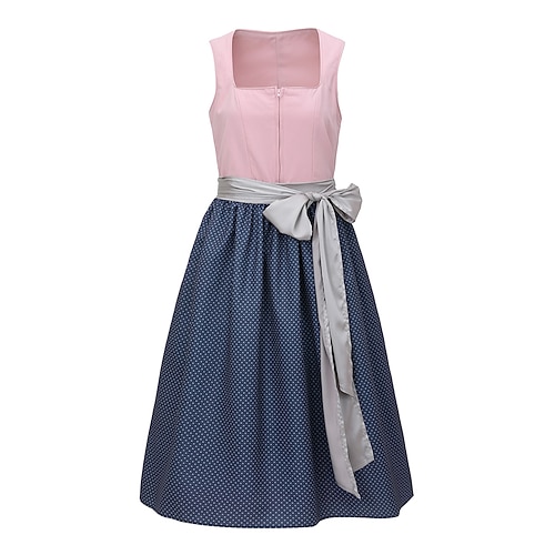 Oktoberfest Kleid Dirndl Trachtenkleider Dienstmädchen Bayerisch Deutsch Wiesn Damen Stoff im traditionellen Stil Kleid Schürze Ohne Bluse Image