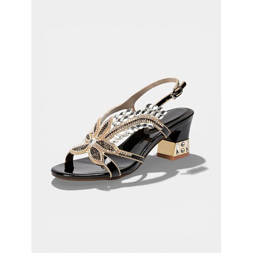 Grüne, verzierte Sandalen mit Blockabsatz für Damen, festliche Schuhe für den St. Patrick's Day Image