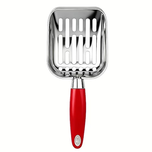 Katzenstreuschaufel aus Edelstahl, multifunktionale Metallschaufel mit feinen Löchern zum Zusammenklumpen Katzenstreu aus Tofu, großes hohles Reinigungswerkzeug für Katzen Image