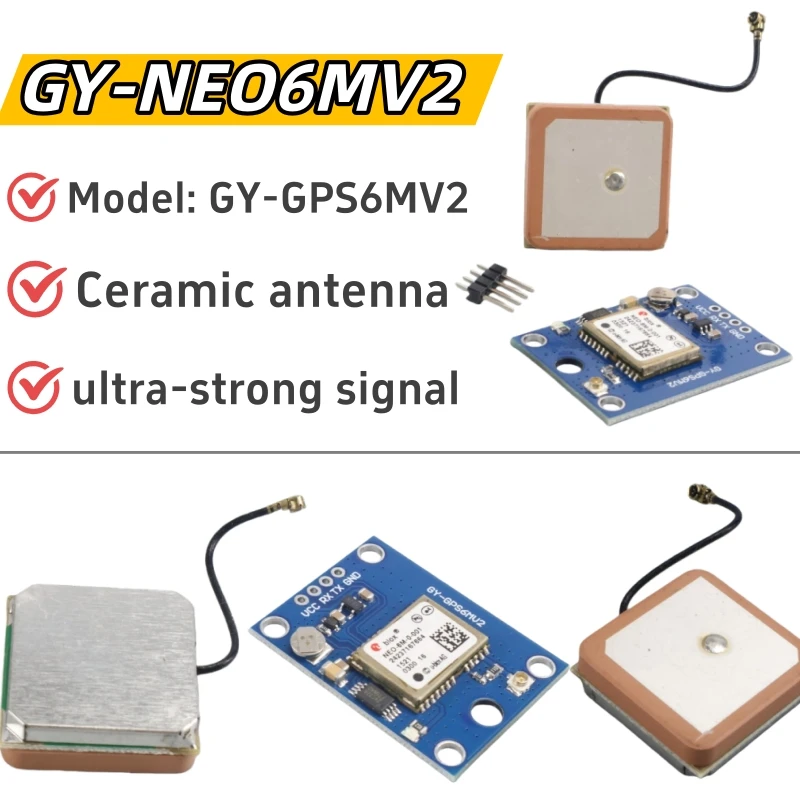 2 Stück GY-NEO6MV2 Neues NEO-6M GPS-Modul NEO6MV2 mit Flight Control EEPROM MWCPM2.5 Große Antenne für Arduino-Modifikation DIY Image