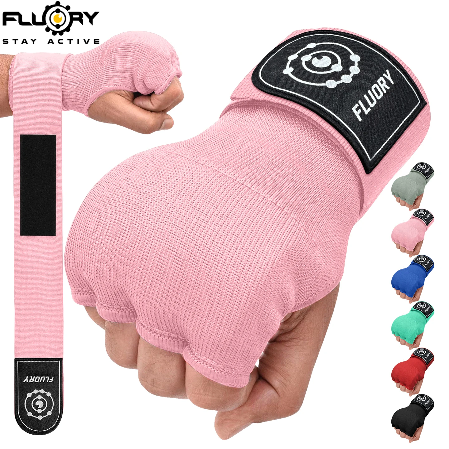 FLUORY Gel-Handschuhe, mehrfarbig, optionaler Schutz, Fingerpass, verlängerter Handgelenkschutz, Boxen, Karate, Taekwondo, Kampfhandschuhe Image