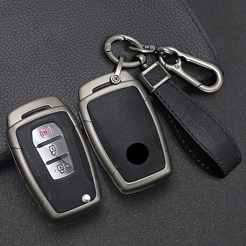 Custodia in lega di zinco e pelle per chiave auto con portachiavi a conchiglia per Ssangyong Kyron 2 Sanka Actyon Korando Tivoli accessori protettivi