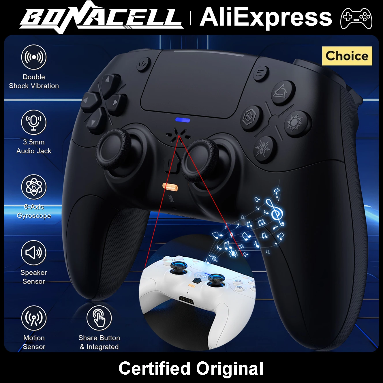 Wireless Controller For PS5/Playstation 5 Gamepads Voice-coil Motor Hall Effect Triggers Turbo External Microphone Game Joystick