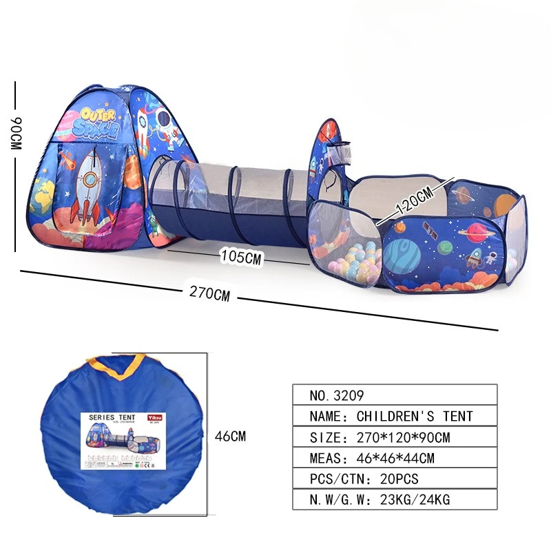 IMBABY 3-in-1 faltbares Kinderspielhaus: Bällebad für den Innen- und Außenbereich, Krabbeltunnel und Laufstallzelt – tragbares Aktivitätszentrum für Kleinkinder Image