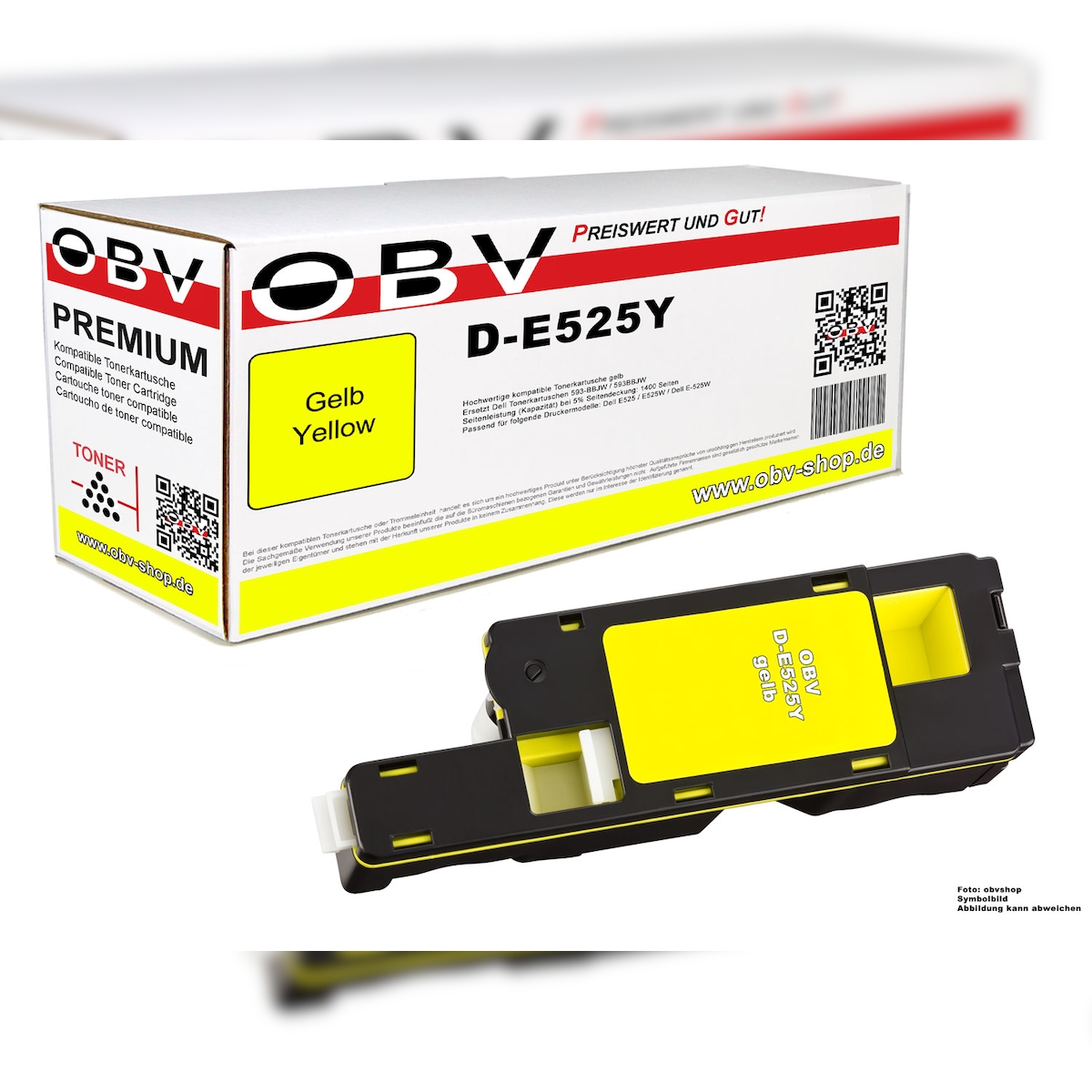 OBV Toner gelb kompatibel zu Dell E 525 w - Ersetzt 593-BBLV - 1400 Seiten Image