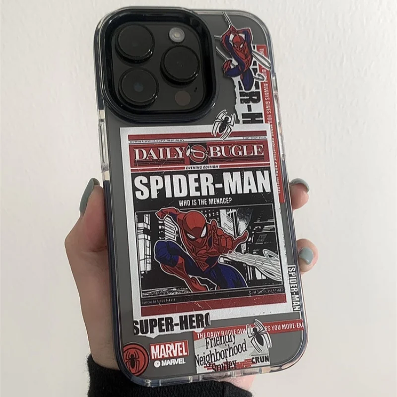 Bandai Neue Spider-Man Handyhüllen für iPhone 16 15 14 13 12 11 Pro Max 15 Pro Anti-Fall-Spiegelfolie Spiderman Rückseite