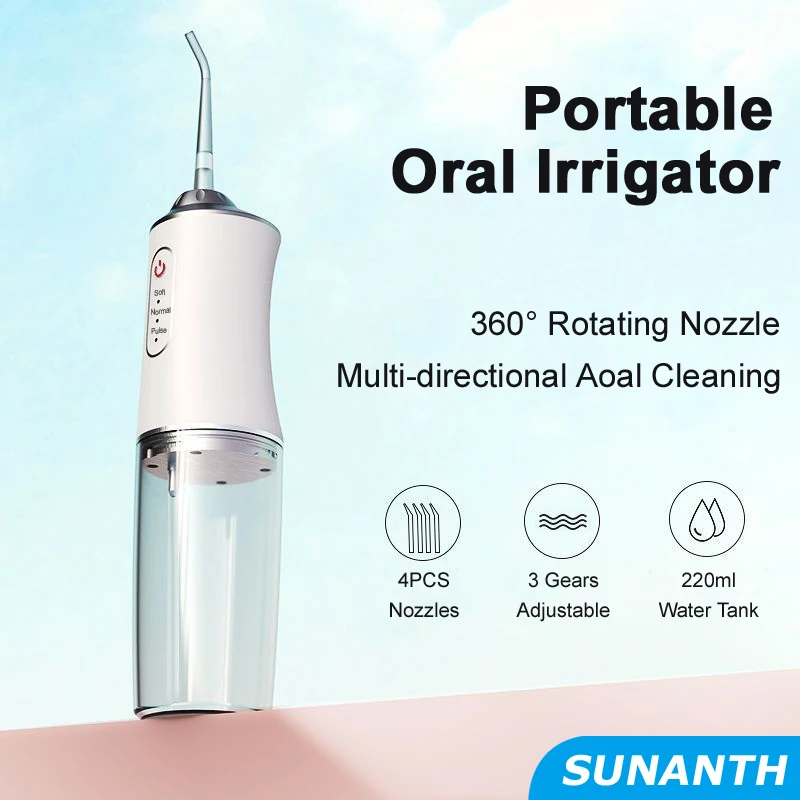 Portatile Intelligente Elettrico Irrigatore Orale Acqua Flosser 4 Getti 3 Modalità Ricaricabile Dentale Getto D'acqua Irrigatore Dentale Denti Cleaner