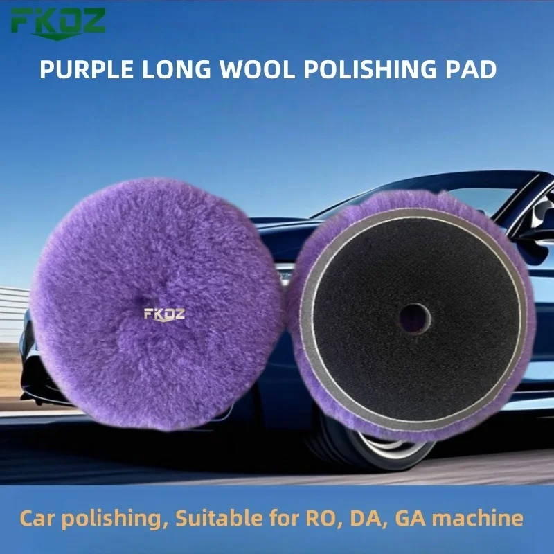 6-Zoll-lila lange Wollpolierpad Autolack Polieren Polieren Wollpad zum Wachsen von Pufferpolierern Verwenden Sie Kratzbehandlung Image