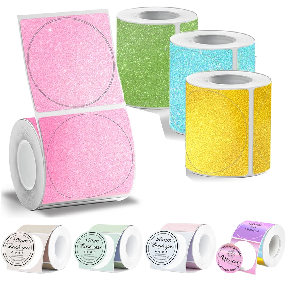 MUNBYN 5,1 cm holografischer Laser-Sandpunkte-Aufkleber, DIY-Siegeletiketten für M110/M200/M120/M220 E210 P50 HPRT T20 Nelko PM220 Image