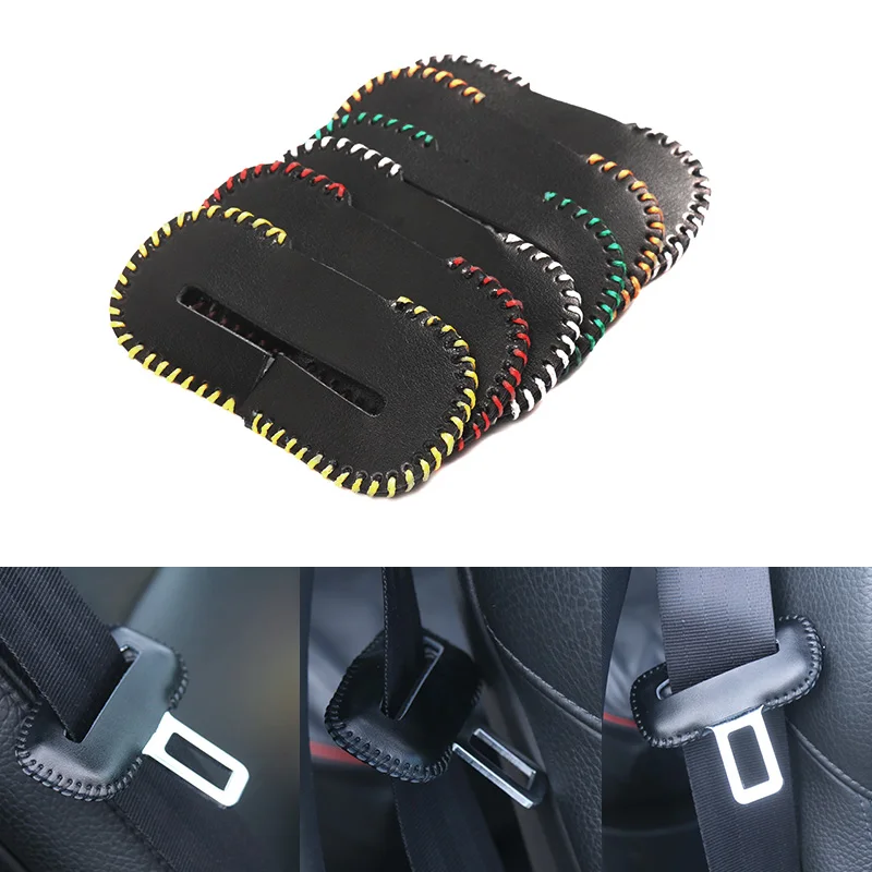 Universal Auto Sitz Gürtel Schnalle Clip Protector leder Innen Taste Fall Anti-Scratch Abdeckung Sicherheit Zubehör Image