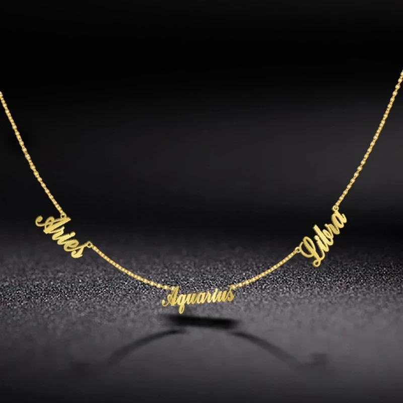 Sipuris Collana con nomi multipli personalizzati Nome della famiglia Girocollo dorato Collana in acciaio inossidabile Collana con ciondolo a catena di gioielli