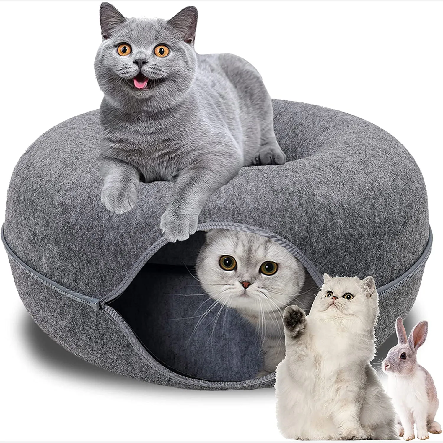 Ciambella Pet Cat Tunnel Gioco interattivo Giocattolo Letto per gatti Doppio uso Ferrets Coniglio Letto Tunnel Giocattoli da interno Gatti Casa Gattino Giocattolo di addestramento