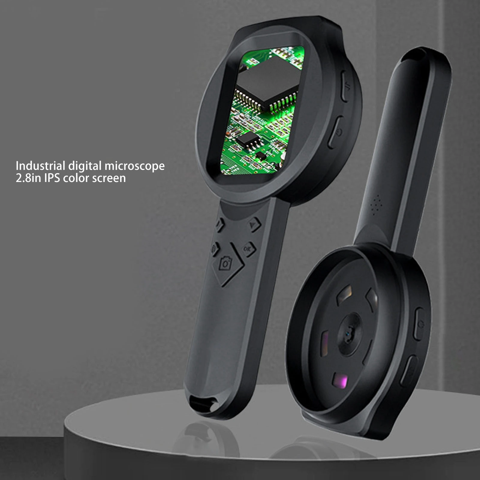 Handheld-Digitallupe, 2,8-Zoll-IPS-Bildschirm, tragbare 2-MP-1000-fache Lupe mit Licht, 4 Zoom-Tasten, 12 Sprachen Image